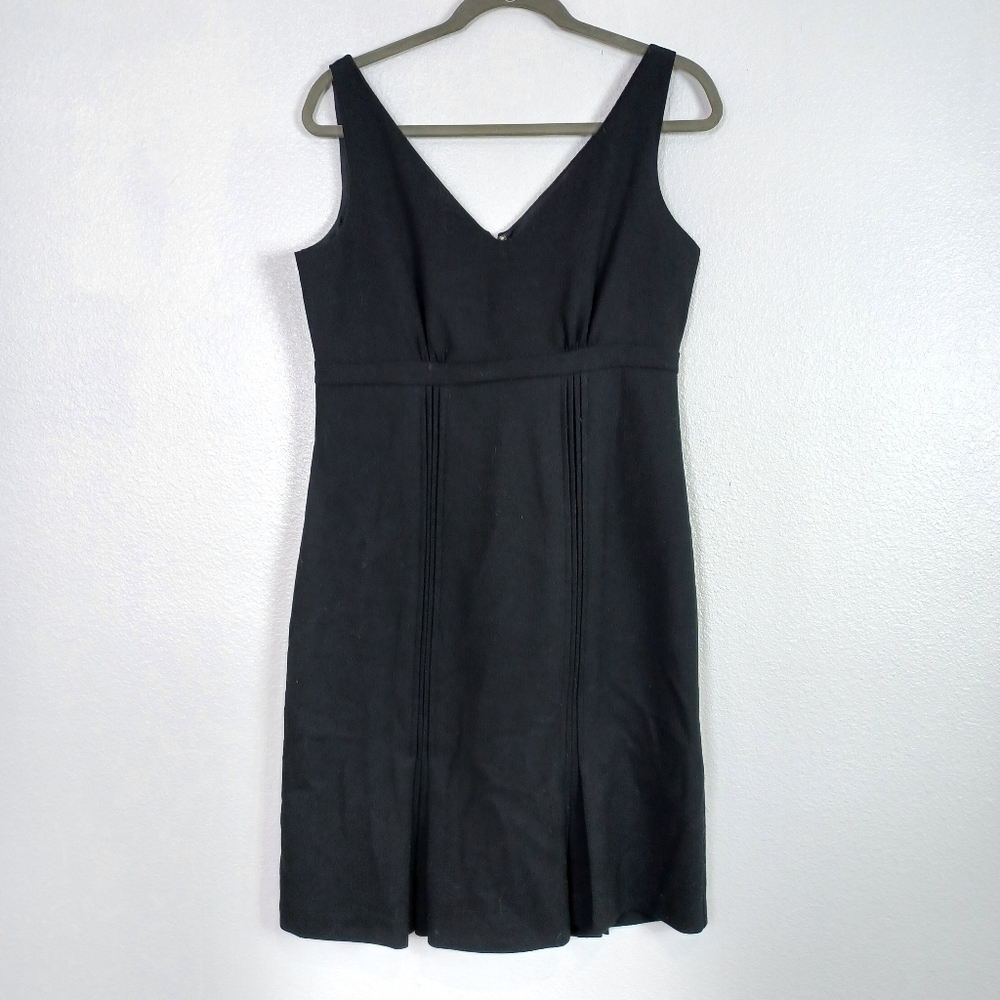 ALLEGORY Wool V Neck Pleated Black Dress Women’s Size 6